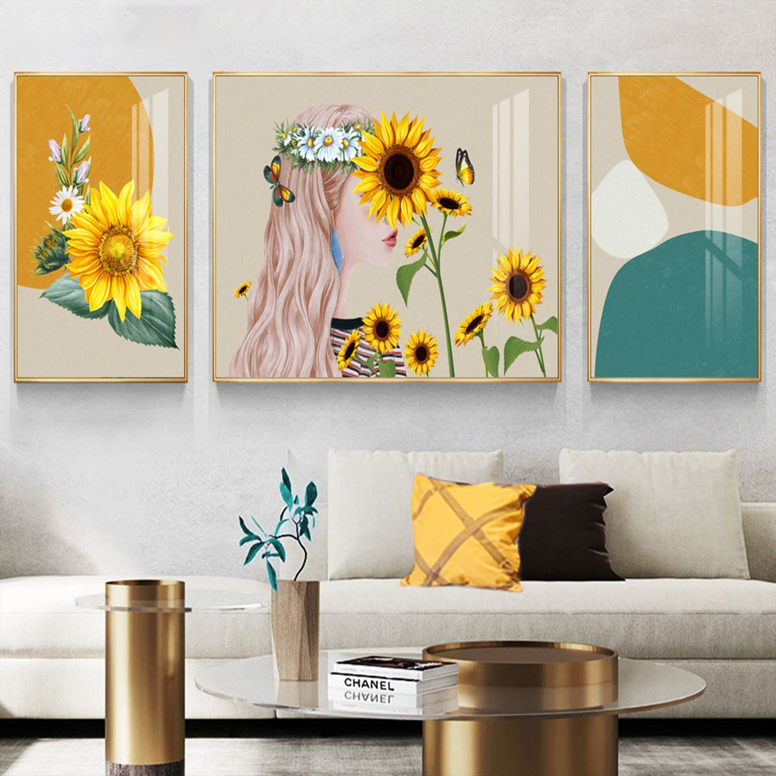 客厅沙发背景墙装饰画轻奢高档大气抽象性建筑现代简约山水三联画详情图9