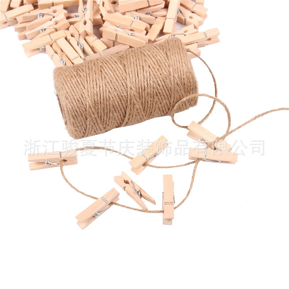 麻绳木夹套餐 100码麻绳和木头夹子100个 亚马逊详情图9