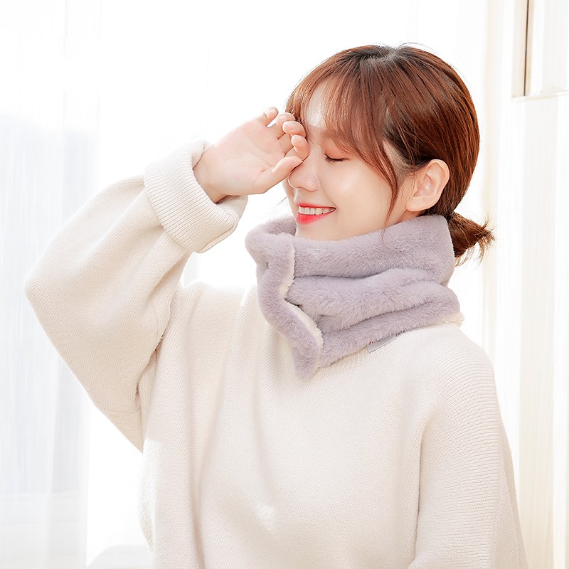 Jane Eyre Siyuan Women's new student winter imitation rabbit fur thickened neck guard with buttons, winter versatile and popular scarf for women detail image 4