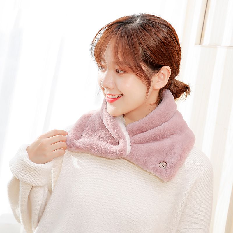 Jane Eyre Siyuan Women's new student winter imitation rabbit fur thickened neck guard with buttons, winter versatile and popular scarf for women Item Picture