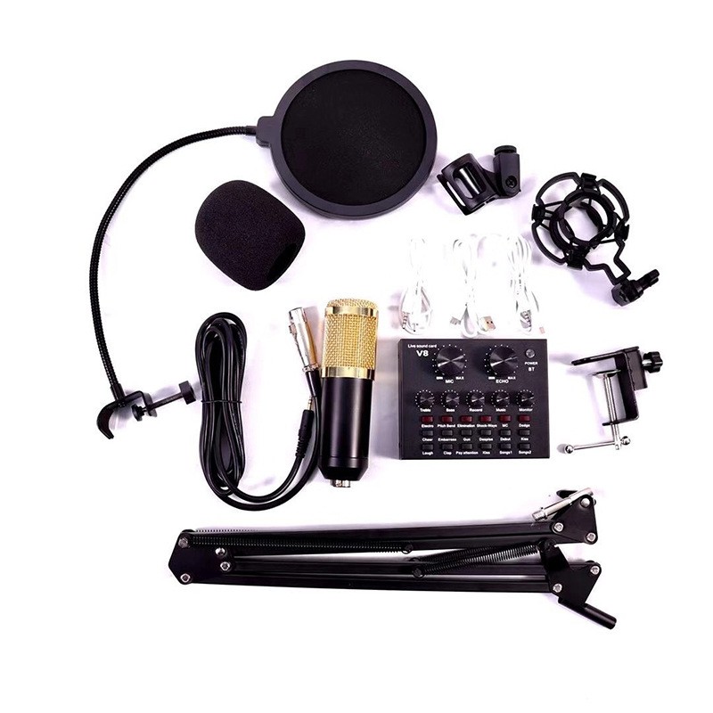 BM800 Microphone V8 Sound Card Live Streaming Set, universal recording microphone for computer and mobile phone BM800-V8 set detail image 7