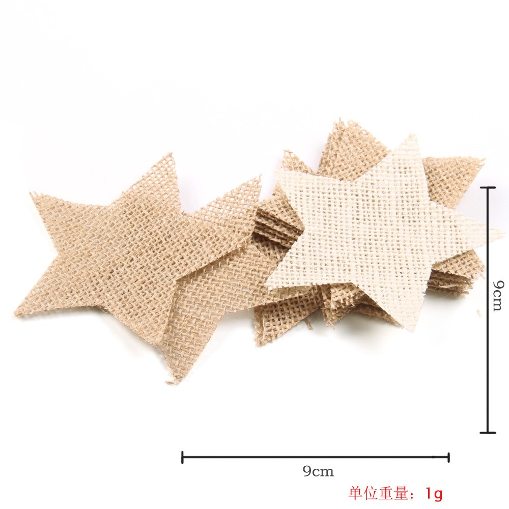 欧美圣诞婚庆装饰 工艺复古麻布片 10片/包 爱心 梅花 圆形麻布片详情图10