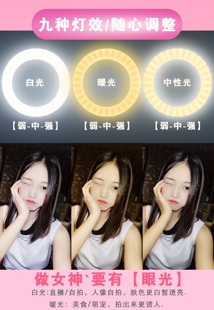 手机夹子补光灯 USB网红直播摄影美颜迷你环形夹子补光灯详情图5