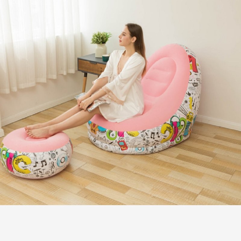 新款充气植绒沙发午休床椅带脚蹬组合沙发  详情图3