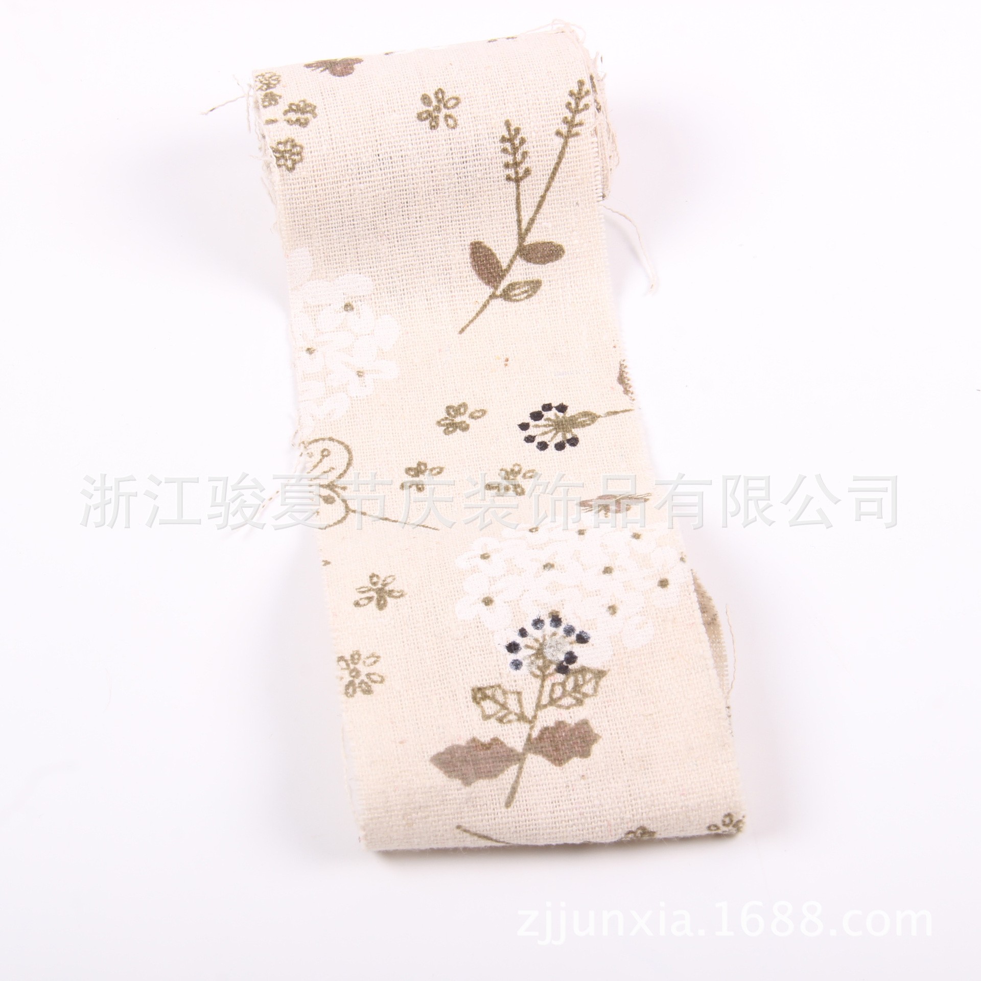 厂家直销 棉麻布印花 印花麻布卷 麻布印花织带 欧美婚礼圣诞 2米一卷详情图4