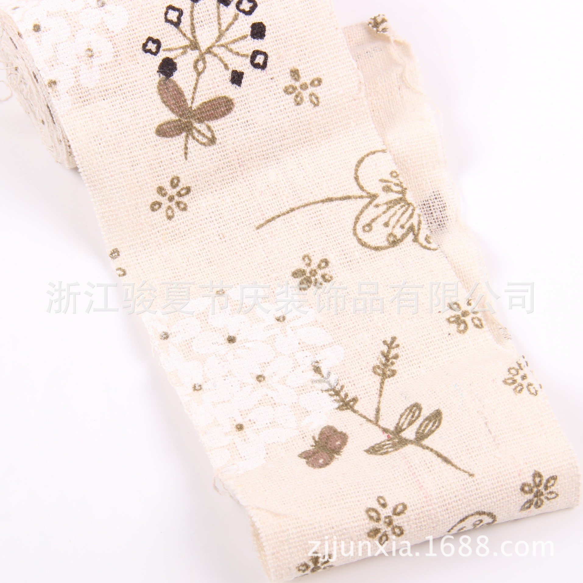 厂家直销 棉麻布印花 印花麻布卷 麻布印花织带 欧美婚礼圣诞 10米一卷详情图7