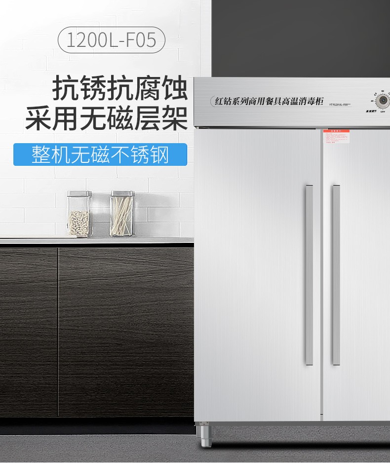 Large-scale hot air circulation high-temperature disinfection cabinet, commercial double-door vertical stainless steel tableware disinfection cabinet for school canteens detail image 7