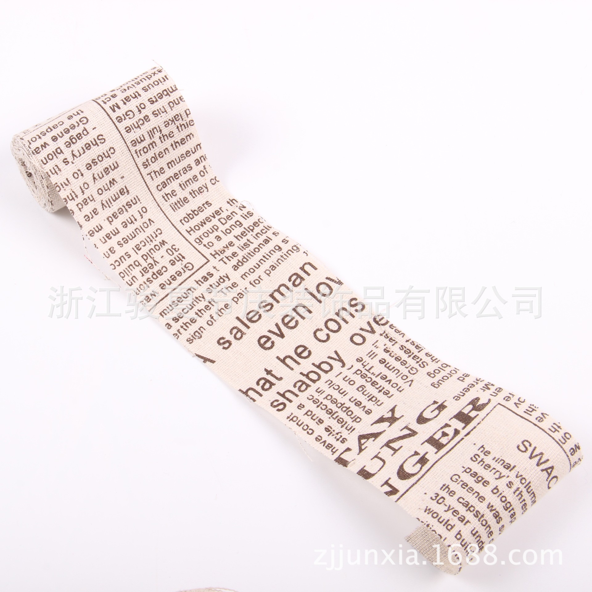 厂家直销 棉麻布印花 印花麻布卷 麻布印花织带 欧美婚礼圣诞 10米一卷详情图10