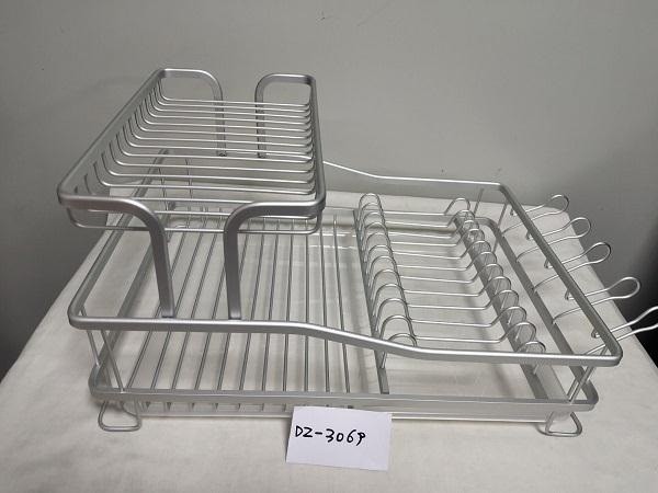 Two-layer aluminum bowl rack disassembly and assembly in silver detail image 1