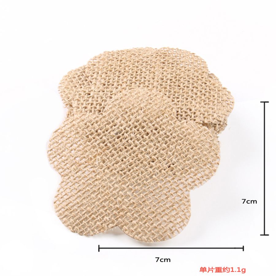 欧美圣诞婚庆装饰 工艺复古麻布片 10片/包 爱心 梅花 圆形麻布片细节图
