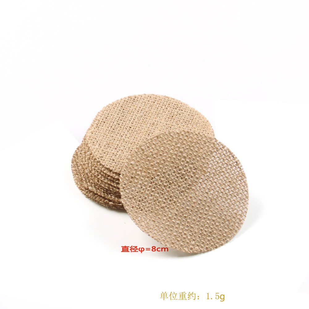 欧美圣诞婚庆装饰 工艺复古麻布片 10片/包 爱心 梅花 圆形麻布片详情图9