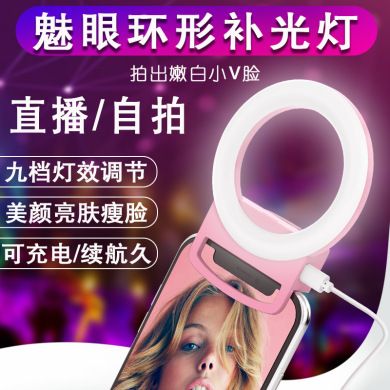 手机夹子补光灯 USB网红直播摄影美颜迷你环形夹子补光灯细节图