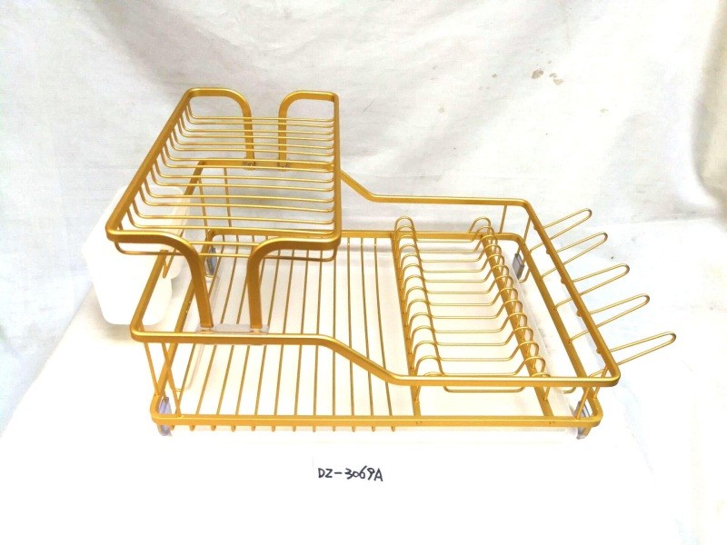 Two-layer aluminum bowl rack disassembly and assembly in silver detail image 2