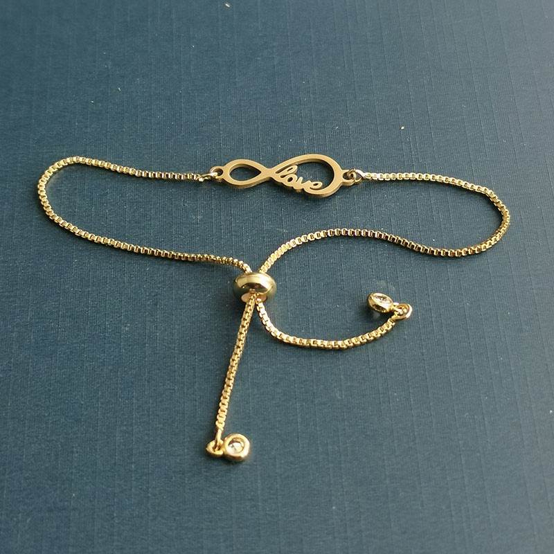 Mirror-polished stainless steel double-hanging heart infinity symbol bracelet pendant, 8-shaped double-hole connection love detail image 5