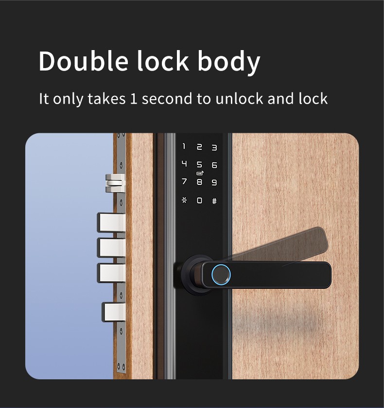 指纹门锁一握开智能密码锁指纹锁防猫眼钢化玻璃面板功能多智能锁详情图4