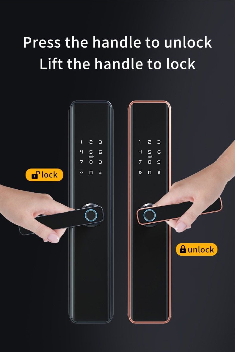 指纹门锁一握开智能密码锁指纹锁防猫眼钢化玻璃面板功能多智能锁详情图2
