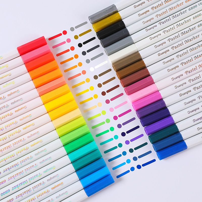 跨境广纳6800粉彩笔12色24色36色套装水彩笔相册涂鸦笔金属彩色笔详情图4