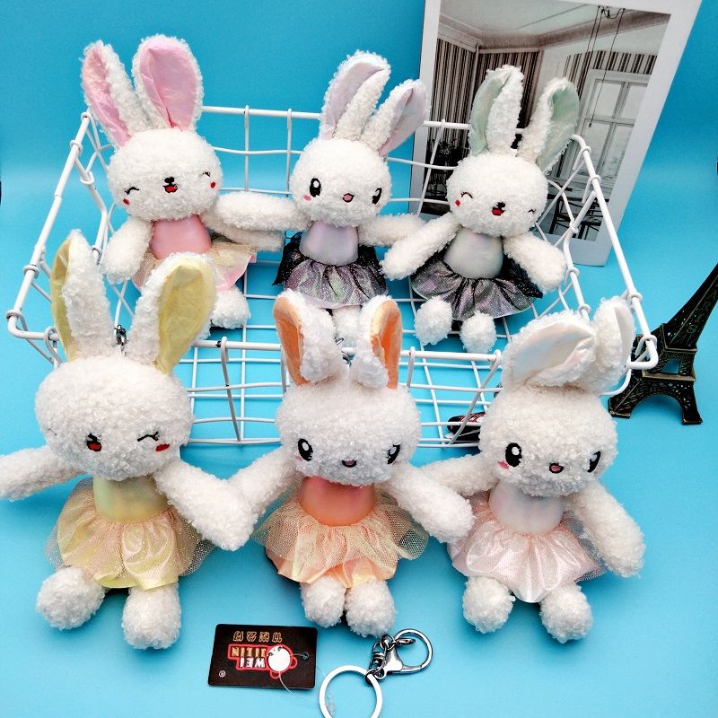 New creative plush ballet rabbit keychain cartoon dress rabbit doll bag pendant couple gift