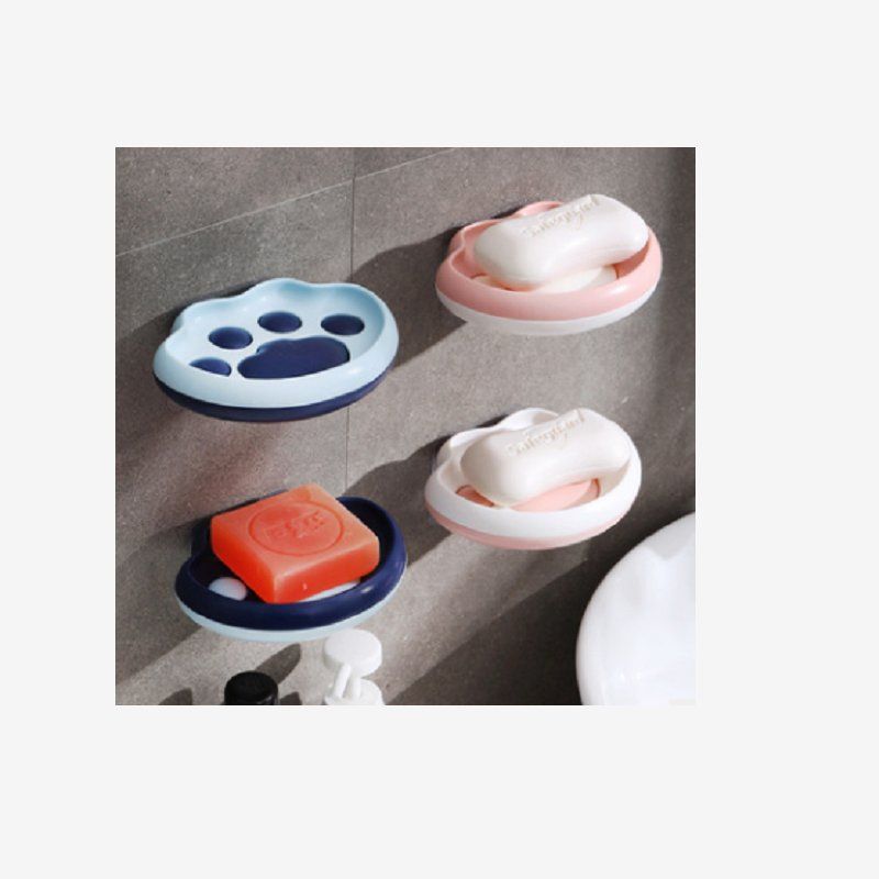Soap box rack suction cup wall-mounted perforation-free soap box rack creative waterproofing cute cat claw toilet soap box rack thumbnail