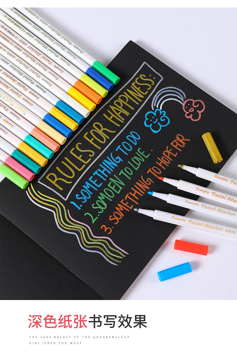 跨境广纳6800粉彩笔12色24色36色套装水彩笔相册涂鸦笔金属彩色笔详情图10