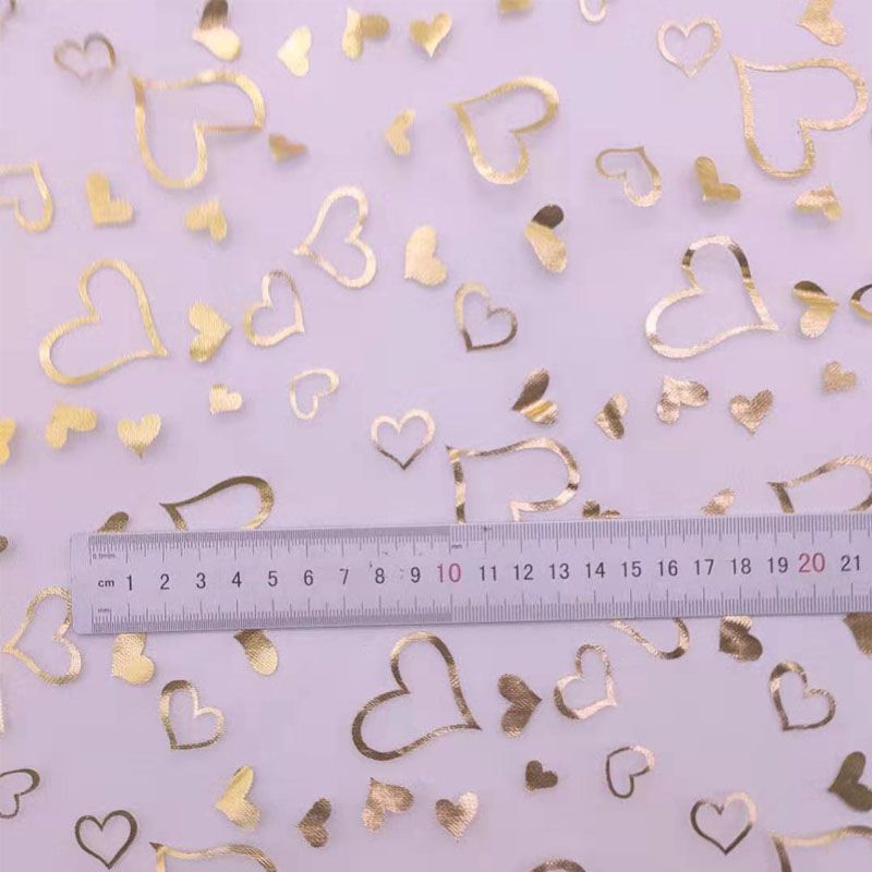Gold-embossed heart-shaped soft mesh fabric, photo fabric, clothing fabric, stage costume, puffy skirt, DIY handicrafts, accessories Item Picture