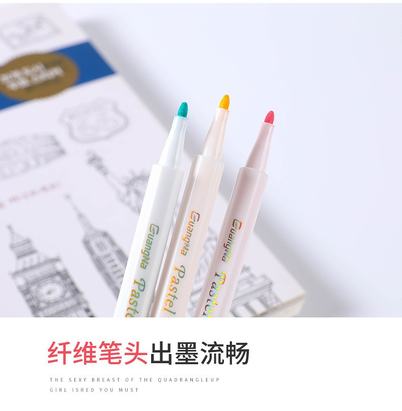 跨境广纳6800粉彩笔12色24色36色套装水彩笔相册涂鸦笔金属彩色笔详情图9