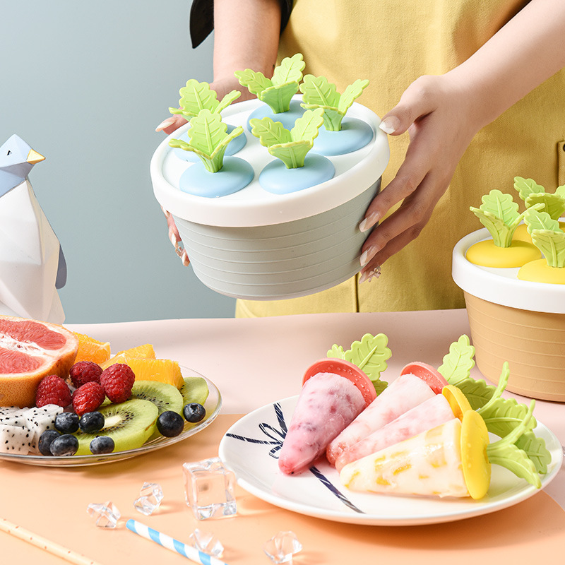 K10-2682创意夏季萝卜DIY冰格冰棍雪糕模具冰糕模冰激凌带盖冰格