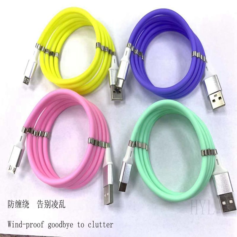 最新款马卡龙磁吸收纳线安卓V8线，快速充电数据线，爆款热卖产品图