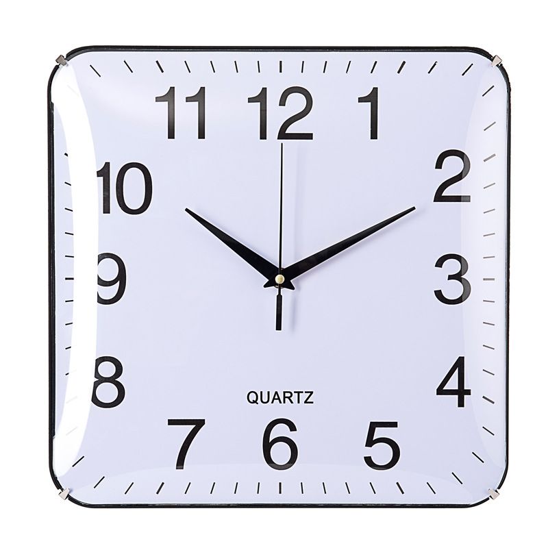 12寸方形数字钟面设计斯堪的纳维亚无边框玻璃钟时尚家居客厅装饰挂钟详情图1