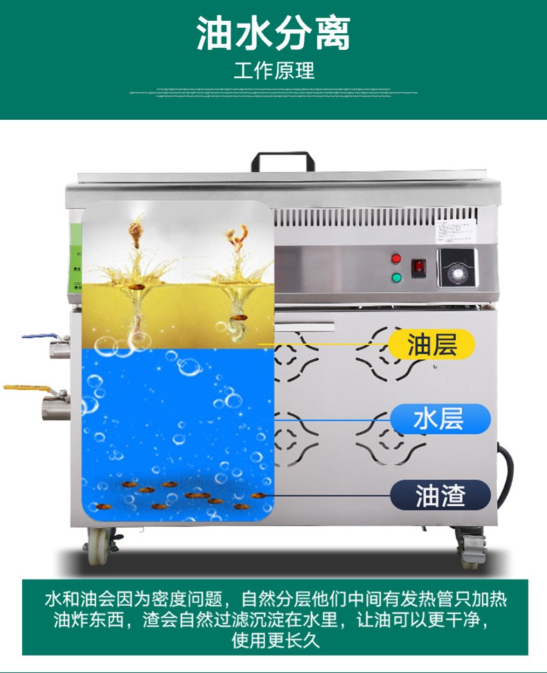 Oil-water separation deep fryer, commercial street electric deep fryer, gas large-capacity fried chicken, gas fried dough stick machine, 50 liters detail image 3