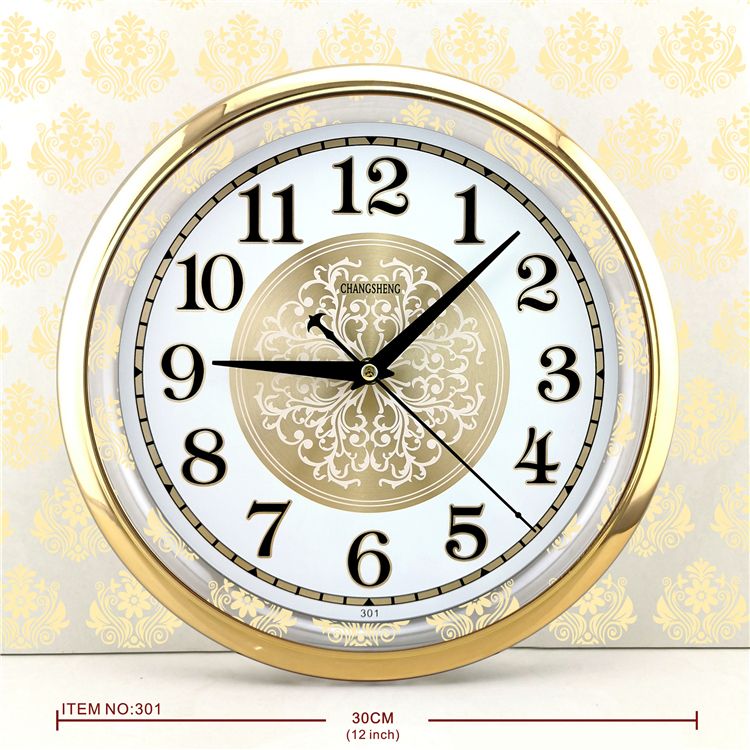 Wholesale of 12-inch transparent wood grain clocks, simple and light luxury Chinese round digital living room quartz stone wall clocks details Picture