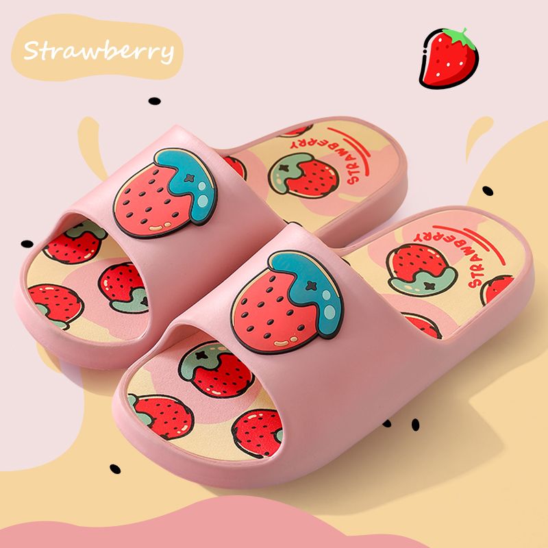 Strawberry slippers are a cute and popular choice for women's outerwear. They are a trendy and anti-slip couple's thick-soled fairy cool slippers for women in summer