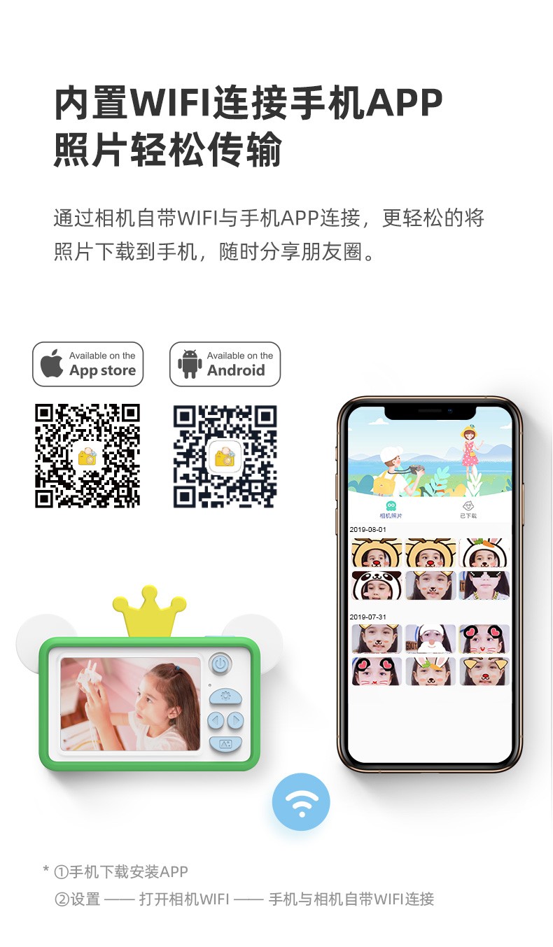 C1跨境WiFi迷你卡通数码照相机儿童生日拍照玩具 厂家批发详情2