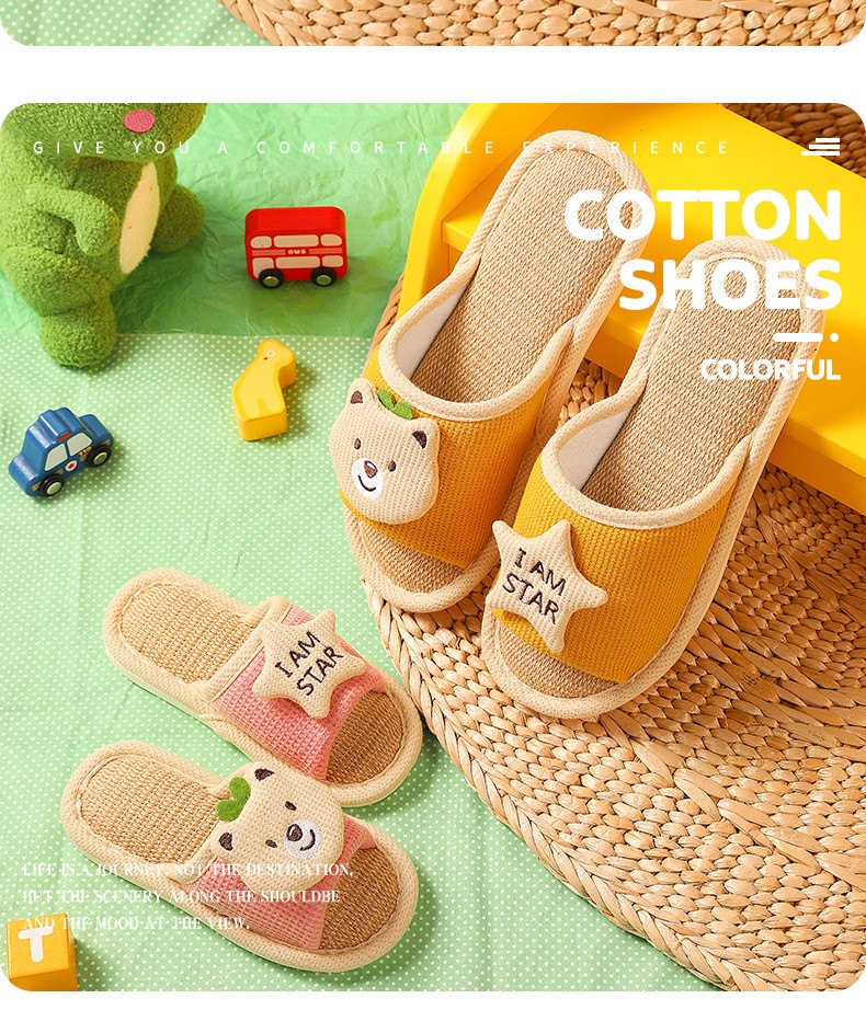 Children's slippers, spring and autumn anti-slip linen cotton slippers, indoor slippers for boys, girls and babies, summer new style detail image 13