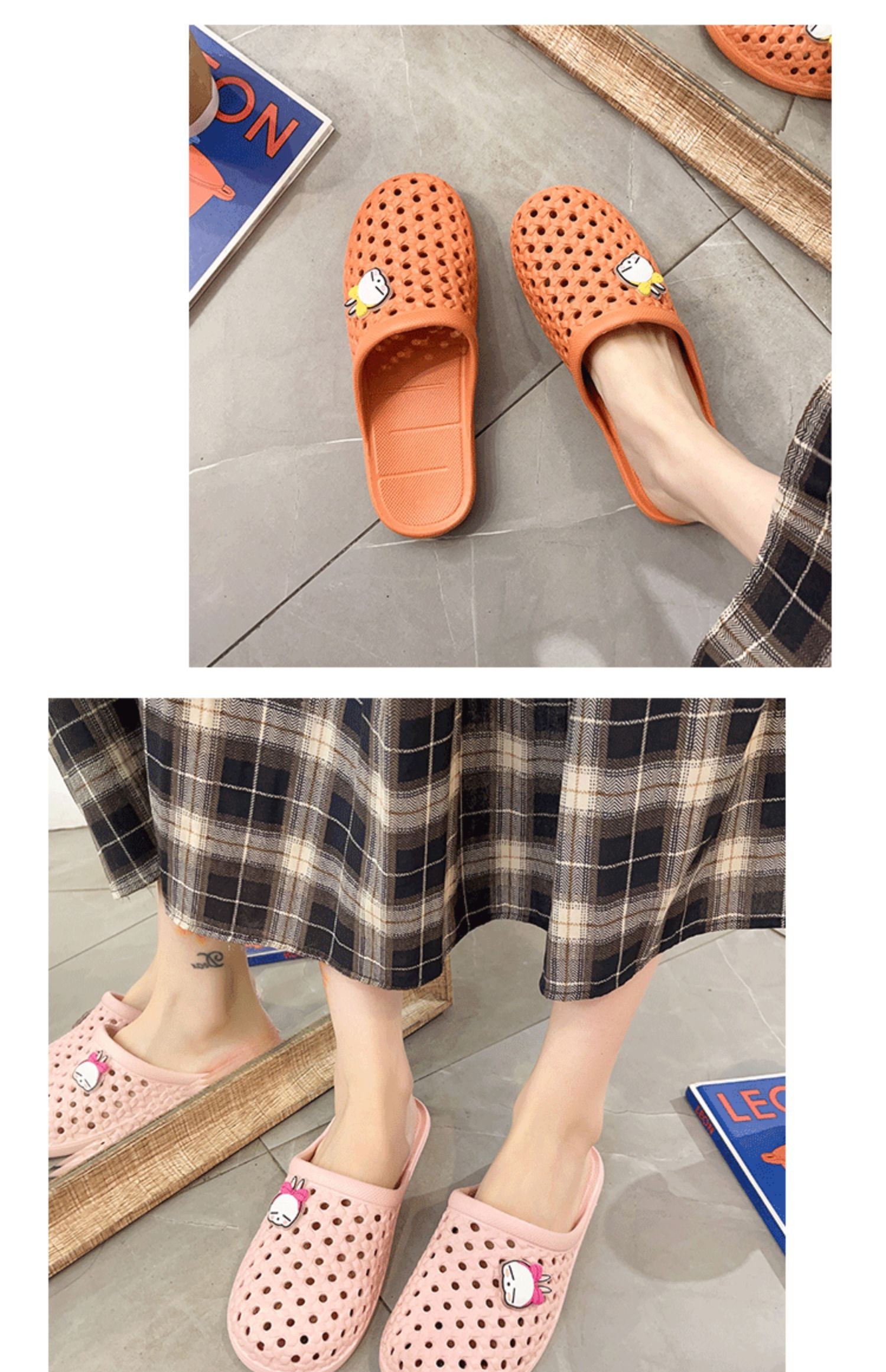 Rogue conejo frío zapatillas mujeres baño de verano baño antideslizante suave fondo interior para el uso en el hogar antipatada bolsa cabeza agujero zapatillas detail image 15