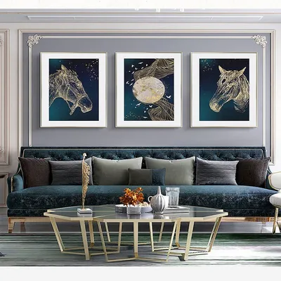 Modern Light Luxury Living Room Decoration Simple Atmosphere Abstract Combination Sofa Background Painting Mural Bedroom Painting