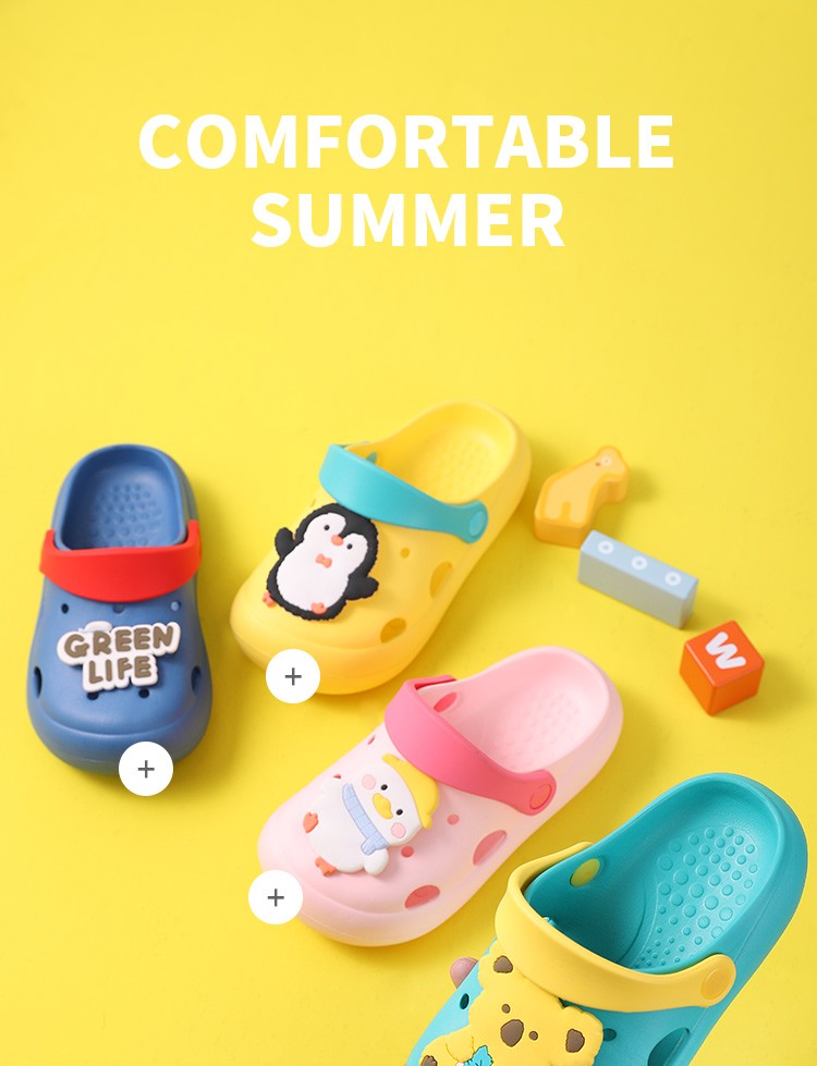 Niños crocs verano niños interior antideslizante bolsa cabeza cool slip hombres y mujeres niños bebé niños dibujos animados slippers nuevo estilo detail image 1