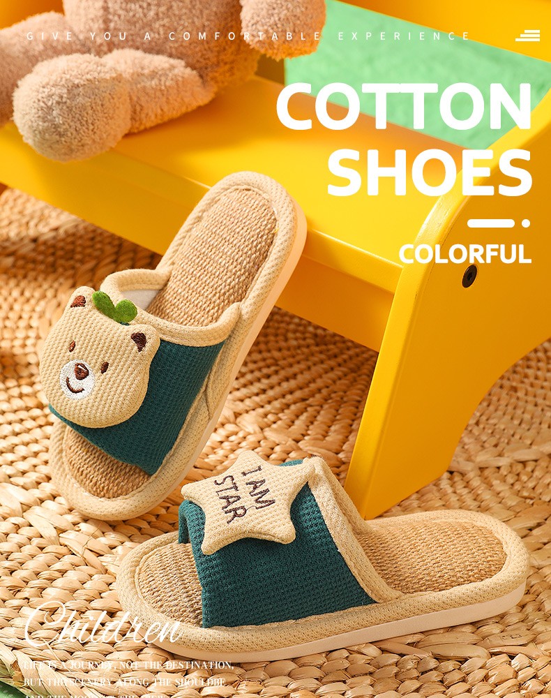 Children's slippers, spring and autumn anti-slip linen cotton slippers, indoor slippers for boys, girls and babies, summer new style detail image 3