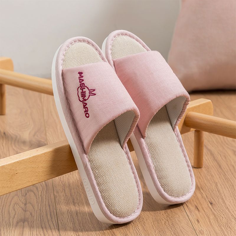 Linen slippers for women, summer, spring, autumn, home, indoor anti-slip, household, all-season floor slippers, cotton and linen, rogue rabbit slippers for men