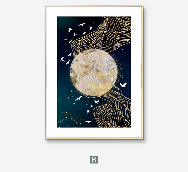 Modern Light Luxury Living Room Decoration Simple Atmosphere Abstract Combination Sofa Background Painting Mural Bedroom Painting Specification drawing