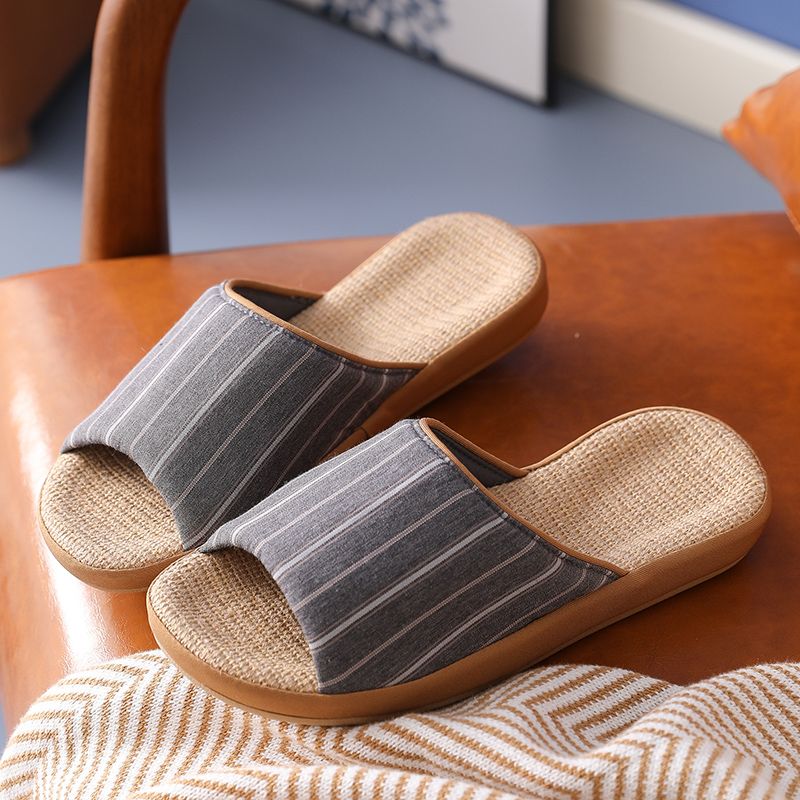 Home linen slippers for women, spring and autumn indoor home, anti-slip thick-soled, cute couple, all-season floor slippers 2021