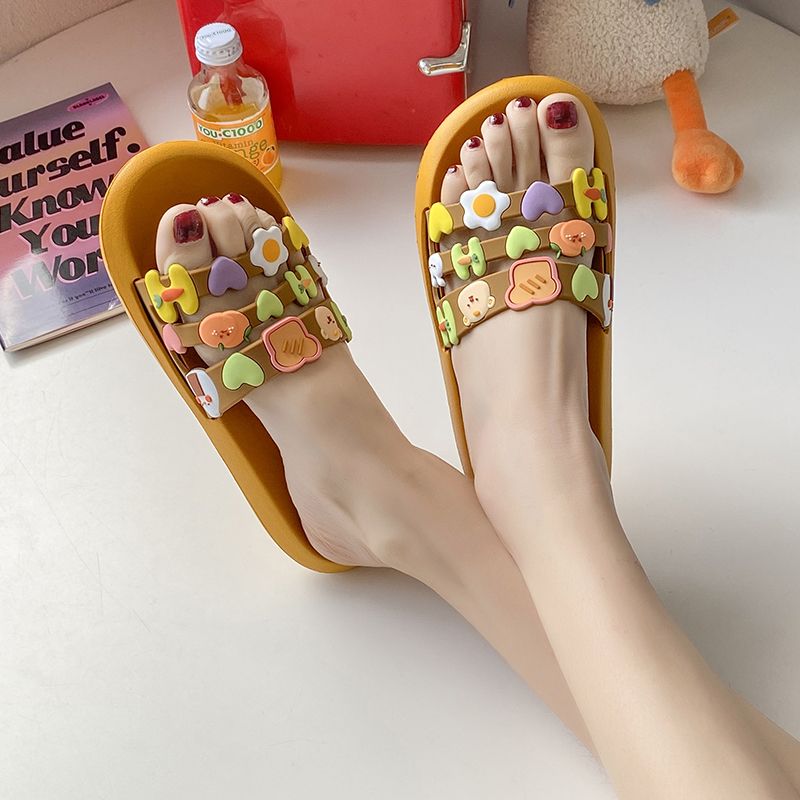 Slippers for women, summer bath, home use, Ins-style cute cartoon, student dormitory, indoor anti-slip soft-soled flip-flops Specification image
