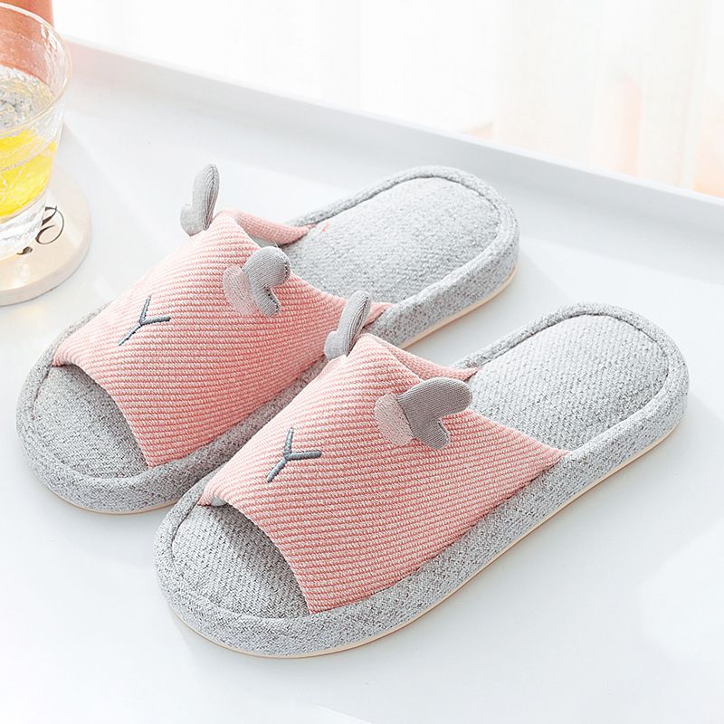 Linen slippers for women in spring and summer, for home use, indoor soft-soled floor, anti-slip and silent, couple's all-season slippers for men in 2021