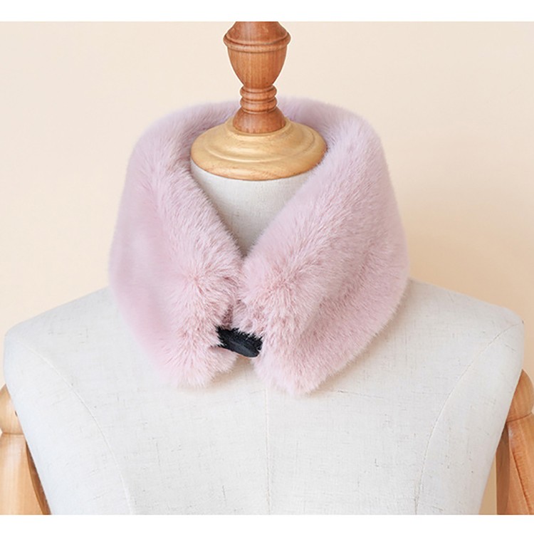 Jane Eyre Siyuan 2021 Dongdaemun, South Korea, imitation Rex Rabbit Fur magnetic Buckle Automatic Snap Plush Scarf, Autumn and Winter Warm Student small scarf detail image 10