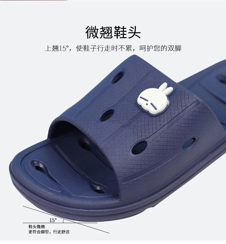 流氓兔夏季家用凉拖鞋漏水速干女镂空防臭软底浴室洗澡冲凉防滑男详情图13
