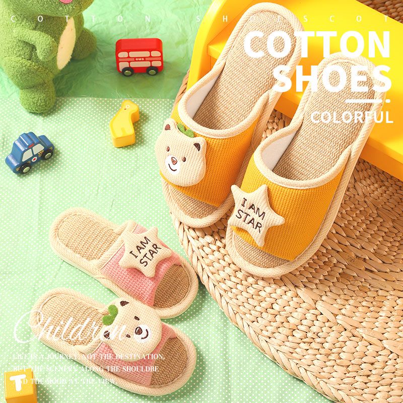 Children's slippers, spring and autumn anti-slip linen cotton slippers, indoor slippers for boys, girls and babies, summer new style Item Picture
