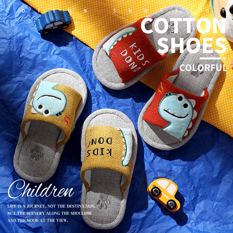 Anti-slip linen and cotton slippers for spring and autumn, indoor slippers for boys, girls and babies, new summer style Item Picture