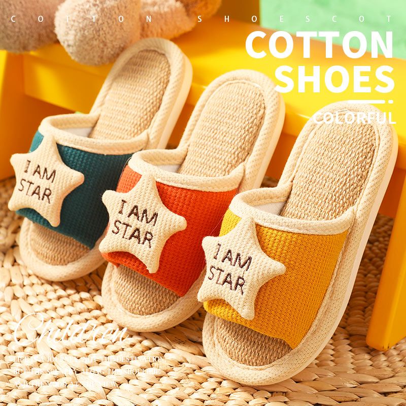Children's slippers, spring and autumn anti-slip linen cotton slippers, indoor slippers for boys, girls and babies, summer new style Application Scenario