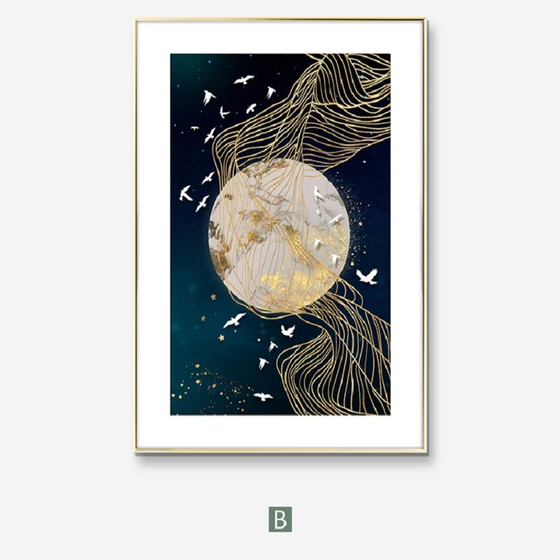 Modern Light Luxury Living Room Decoration Simple Atmosphere Abstract Combination Sofa Background Painting Mural Bedroom Painting Specification drawing