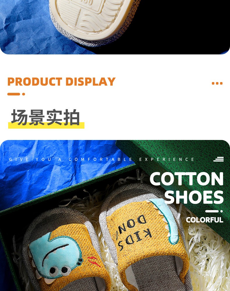 Anti-slip linen and cotton slippers for spring and autumn, indoor slippers for boys, girls and babies, new summer style detail image 13